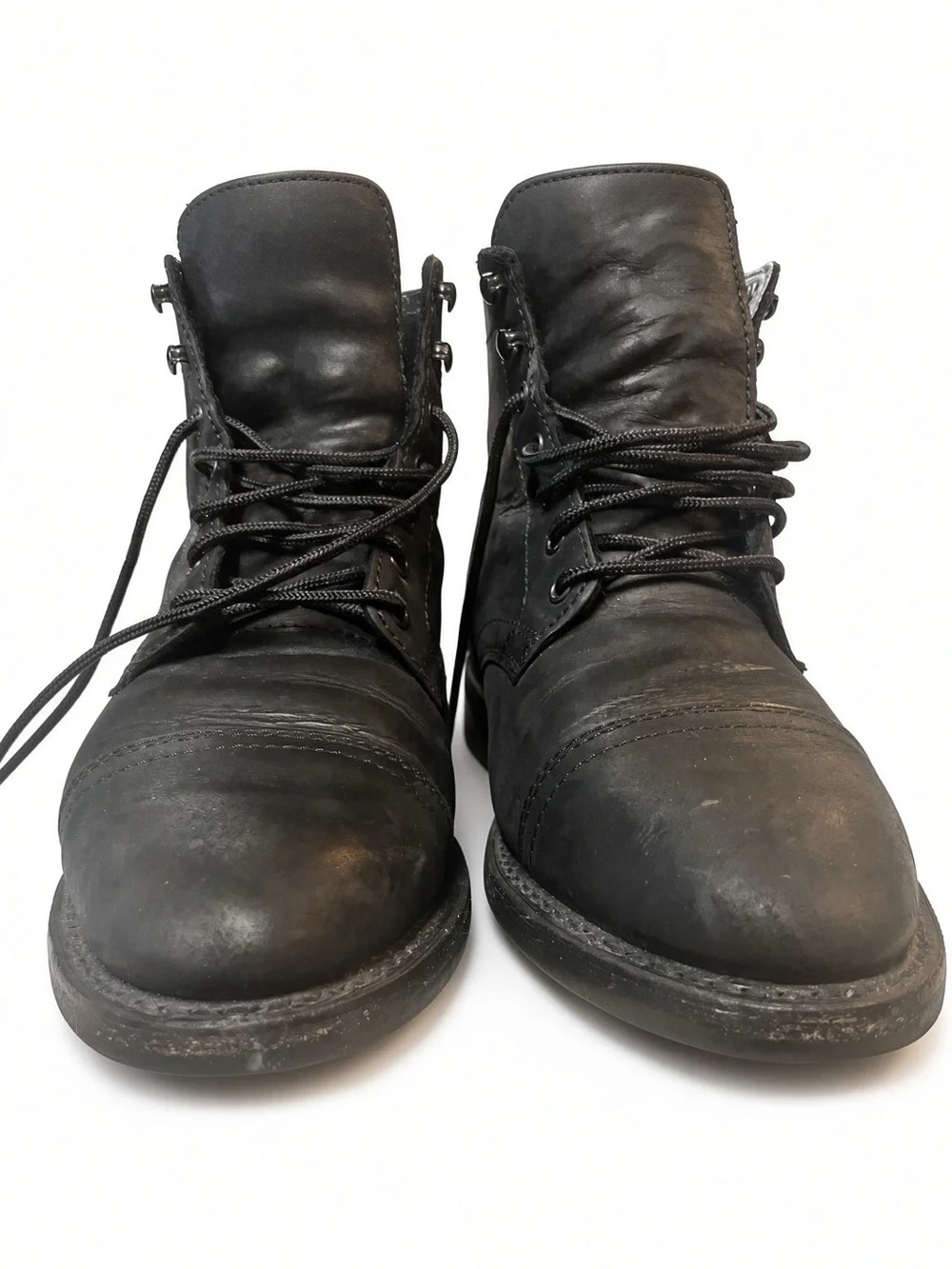 Thursday Boot Co Black Matte Captain Lace Up Leather Boots Men's Size 8 Wide